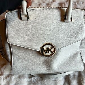 Michael Kors White Satchel with Luxurious Leather Finish